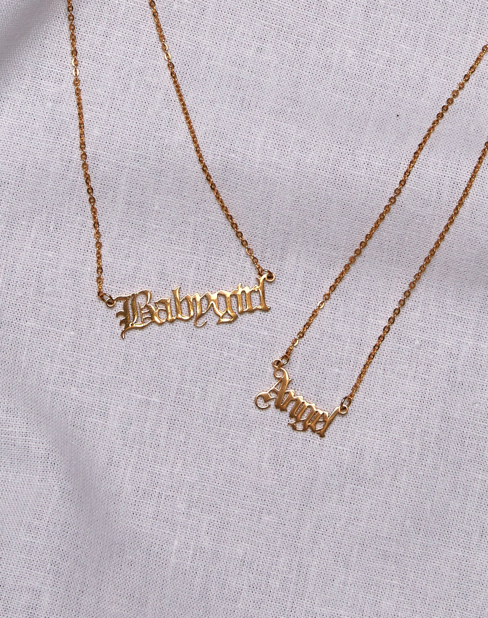 Baby Girl Cursive Chain Necklace | Babygirl necklace, Gold chain with  pendant, Necklace
